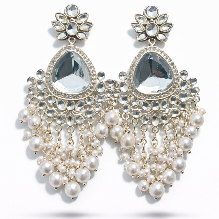 Luxiae Meher Pearl Chandbali Earrings