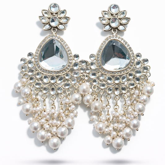 Luxiae Meher Pearl Chandbali Earrings