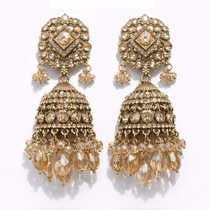 Luxiae Aabheer Royal Chandbali Jhumka Earrings